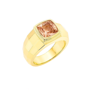 14KY MORGANITE CUSHION MEN'S RING