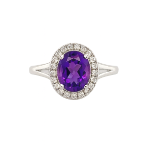14KW AMETHYST OVAL RING