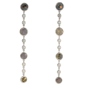 18KW BLACK DIAMOND ROUND EARRING
