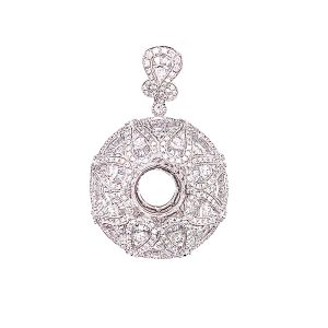 18KW 11x11 mm Round Semi Mount Pendant