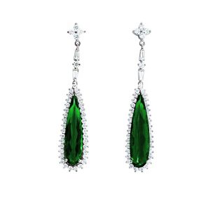 18KW GREEN TOURMALINE PEAR SHAPE EARRING
