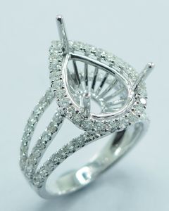 18KW SEMI MOUNT PEAR SHAPE RING - 14X10 MM