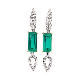 18KW EMERALD OCTAGON EARRING