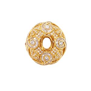 18KY 9x7 mm Oval Semi Mount Ring