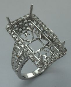 18KW SEMI MOUNT OCTAGON RING - 20X10 MM