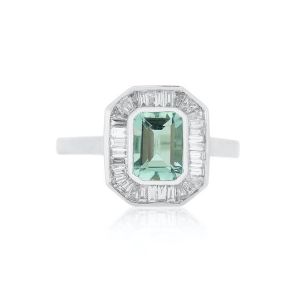 18KW AQUAMARINE OCTAGON RING