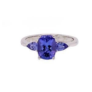 14KW TANZANITE CUSHION RING