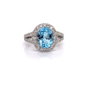 14KW SKY BLUE TOPAZ OVAL RING