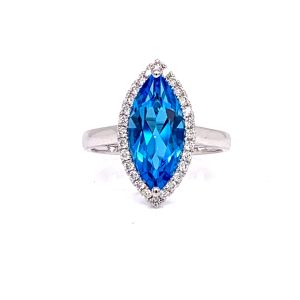 14KW BLUE TOPAZ MARQUISE RING