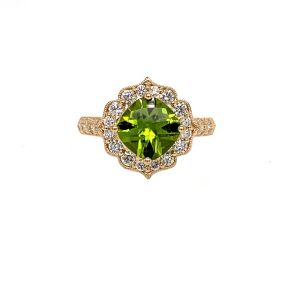 14KY PERIDOT CUSHION RING