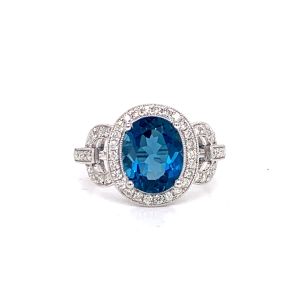 14KW LONDON BLUE TOPAZ OVAL RING