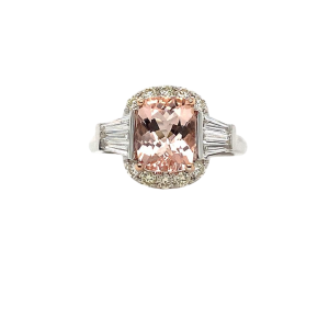 14KWR MORGANITE CUSHION RING