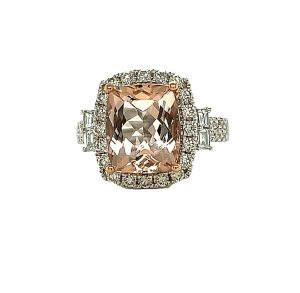 14KWR MORGANITE CUSHION RING