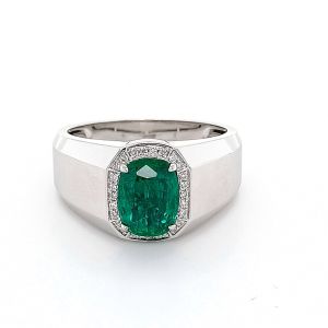 14KW EMERALD OVAL MEN'S RING