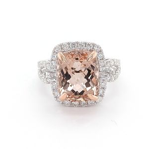 14KW MORGANITE CUSHION RING