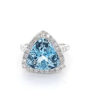14KW AQUAMARINE TRILLION RING