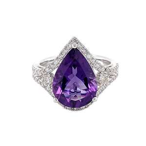 14KW AMETHYST PEAR SHAPE RING