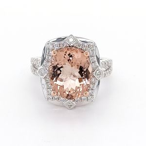 14KW MORGANITE OVAL RING