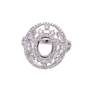 18KW OVAL SEMI MOUNT RING - 8.5X6.5 MM