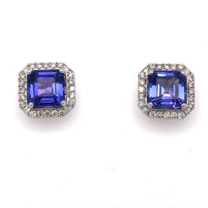 14KW TANZANITE OCTAGON EARRING