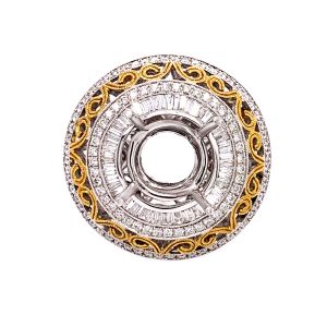 18KWY 10x10 mm Round Semi Mount Ring
