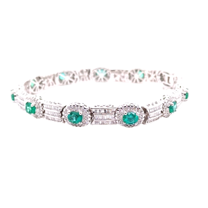 18KW EMERALD  OVAL BRACELET