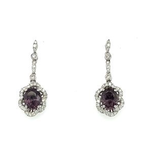 18KW COLOR CHANGE GARNET OVAL EARRING