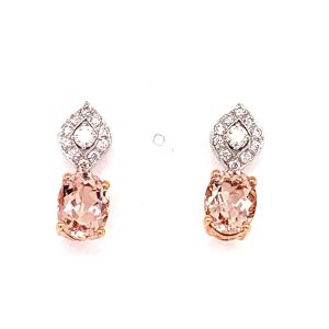 18KWR MORGANITE OVAL EARRING
