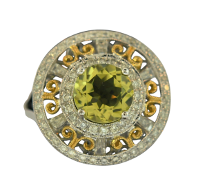18KW LEMON QUARTZ ROUND RING