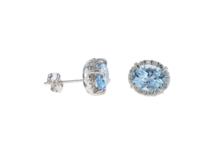 14KW AQUAMARINE OVAL EARRING