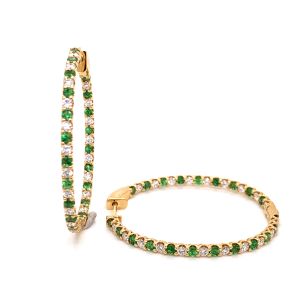 18KY TSAVORITE DIAMOND HOOP EARRING