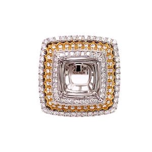 14KWY 10x10 mm Cushion Semi Mount Ring