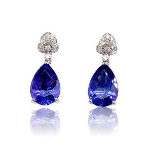18KW TANZANITE PEAR SHAPE EARRING