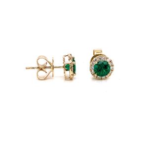 14KY EMERALD  ROUND EARRING