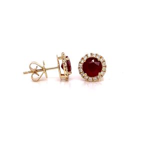 14KY RUBY ROUND EARRING