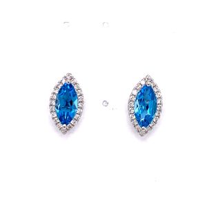 14KW BLUE TOPAZ MARQUISE EARRING