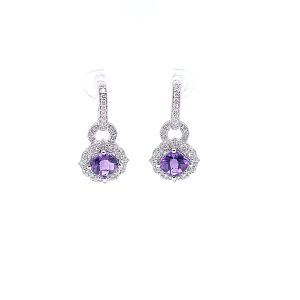 14KW AMETHYST CUSHION EARRING