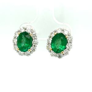 18KWY EMERALD OVAL EARRING