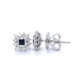 18KW SAPPHIRE PRINCESS CUT EARRING