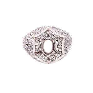 14KW 8x6 mm Oval Semi Mount Ring