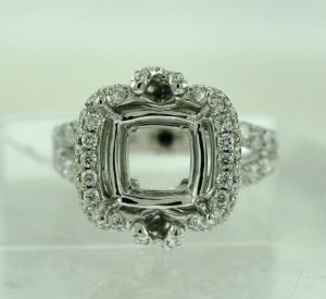 18KW SEMI MOUNT CUSHION RING - 10X10 MM