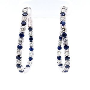14KW SAPPHIRE HOOP EARRING