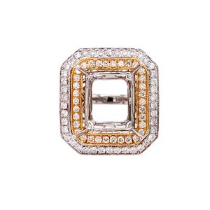 18KWY 13X10 mm Octagon Shape Semi Mount Ring