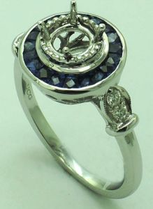 18KW SEMI MOUNT ROUND SAPPHIRE RING - 6X6 MM
