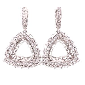 18KW 20x20 mm Trillion Semi Mount Earring