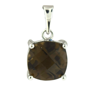 14KW SMOKEY TOPAZ CUSHION PENDANT