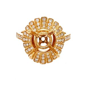 18KY 8x8 mm Round Semi Mount Ring