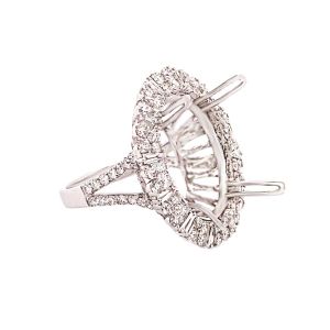 18KW 20x15 mm Oval Semi Mount Ring