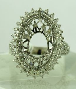 18KW SEMI MOUNT OVAL RING - 21X14 MM