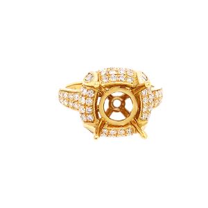 18KY 9x9 mm Round Semi Mount Ring